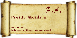Preidt Abdiás névjegykártya